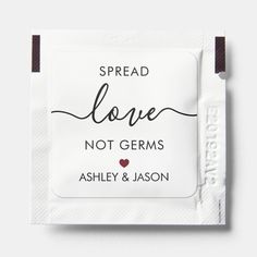 Spread the Love Not Germs Personalized Burgundy 10 packets Gender: unisex. Age Group: adult. White Hand, Spread Love, Favor Tags, Hand Sanitizer, How To Stay Healthy, Age Group, Free Design, Tool Design, Party Supplies