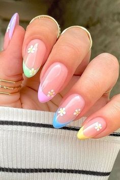 Spring Acrylic Nails, Colorful Nails, Cute Gel Nails, Nail Swag, Summer Acrylic Nails, Easter Nails, Short Acrylic Nails Designs, Pastel Nails, Floral Nails