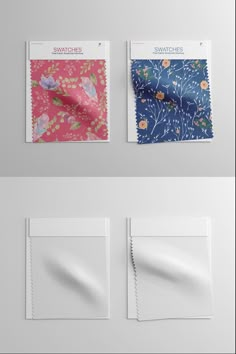 three pieces of paper with different designs on them