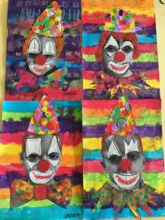 two clowns made out of colored paper