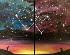 two paintings with stars and the words find this painting