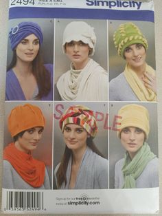 Turban Pattern, Fleece Hat Pattern, Cloche Hat Pattern, Stylish Womens Hats, Fleece Hats, Hats And Scarves, Sewing Circles, Hat Patterns To Sew, Vintage Fleece