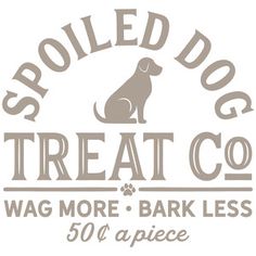 the logo for spoiled dog treat co, wag more bark less 50's spice