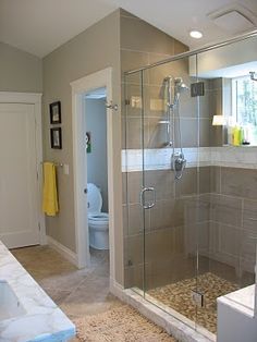 the bathroom is clean and ready to be used by someone in their home or business