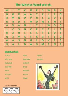 the witches word search is shown in this image