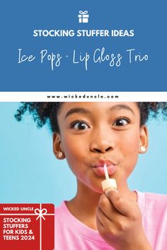 Young girl applying pink lip gloss Ice Pop, Ice Pops, Lip Glosses, The Ice, Lip Colors