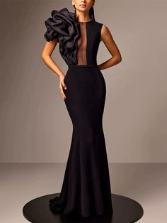 Trumpet/Mermaid Sleeveless Satin Evening Dresses With Flower - Mondressy Formal Masquerade, Gown Elegant, Looks Country, Satin Evening Dresses, Dresses Formal Elegant, Mob Dresses, Evening Gowns Elegant, Gala Dresses, Dress Formal