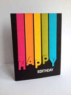 a birthday card with the words best handmade happy birthday cards written in rainbow colors