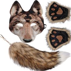 PRICES MAY VARY. Transform into a fierce werewolf with our high-quality Therian Wolf Mask, Tail, and Paw. Made with attention to detail, the mask features a realistic wolf snout and fur texture that will make you stand out at any event. The matching Therian Wolf Tail adds a touch of authenticity to your look, complete with soft fur and a sturdy clip for easy attachment. Don't forget to complete your transformation with the Therian Wolf Paw gloves, featuring sharp claws and a comfortable fit for Diy Wolf Costume, Wolf Costume Women, Kids Fox Costume, Therian Paws, Wolf Therian Mask, Fox Therian Mask, Therian Wolf, Grandma Costume, Ears And Tail Set