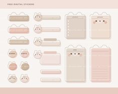 a set of paper stickers with cats on them and other items to make it look like