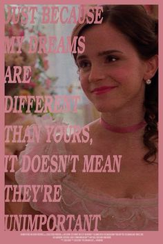 a woman in a pink dress with words written on her face and the caption just because my dreams are different than yours, it doesn't they're they're unimportant