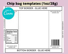 an image of a blank coupon with the text chip bag templates 1 / 2 / 28