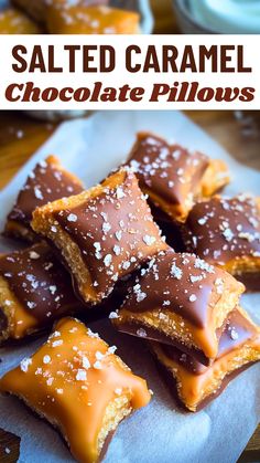 salted caramel chocolate pillows on a plate