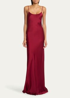 Victoria Beckham Backless Maxi Cami Dress - Bergdorf Goodman Red Silk Backless Dress, Red Silk Maxi Dress, Wine Red Formal Dress, Silk Backless Dress, Lotr Wedding, Summer Gowns, Victoria Beckham Dress, Red Slip Dress, Dark Autumn