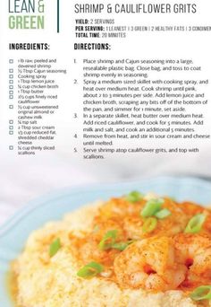 the recipe for shrimp and cauliflower grits