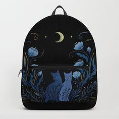 Two Cats Backpack by episodic drawing | Society6 Back To School Backpack With Cat Design, Travel Backpack With Cat Design, Cat Design School Backpack, School Backpack With Cat Design, Everyday Backpack With Cat Design, Black Backpack With Cat Design, Everyday Cat Design Standard Backpack, Cat Design Standard Backpack For Everyday, Backpack Art