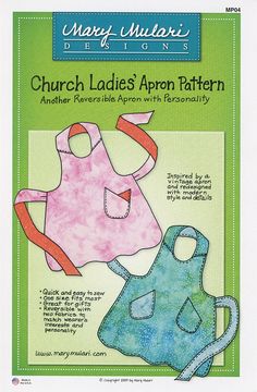 the front cover of a pattern for children's aprons