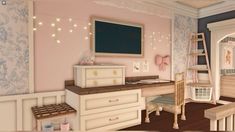 a child's bedroom is decorated in pastel colors