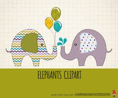 an elephant and baby elephant holding balloons with the words elephants clipart written below it