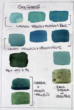 the different shades of blue and green are shown in this drawing, which shows how to use