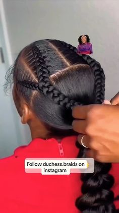 Stitch Braids With Ponytail, Two Braids With Ponytail, Two Stitch Braids, Braids With Ponytail, Duchess Braids, Stitch Braid, Stitch Braids, Braid Designs, Braided Ponytail