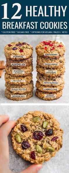 the cover of 12 healthy breakfast cookies, including oatmeal and cranberry