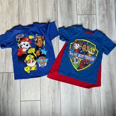 Brand New! Two Boys Paw Patrol Short Sleeve Tops. One Has Attached Cape That Is Removable. "Small But Tough" Top Is Size 5t Blue T Shirt Is 4t Paw Patrol Shirts, Paw Patrol Shirt, Paw Patrol Girl, Paw Patrol Pups, Winter T Shirts, Paw Patrol Nickelodeon, Boys Tops, City Shorts, Paw Patrol Birthday