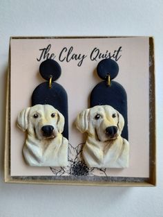 a pair of yellow labrador retriever dog earrings