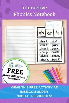 an interactive phonics notebook with the text grab this free activity at omse com under digital resources