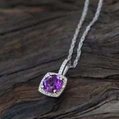 diamond and amethyst sterling silver necklace Powerful Goddess, Peace And Serenity, Light Jewelry, Necklace Amethyst, Goddess Energy, Halo Style, Tiny Diamond, Style Necklace, Fine Jewellery Necklace