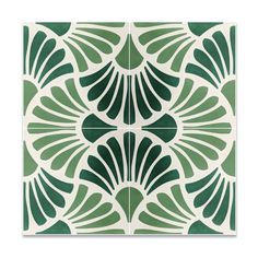 a green and white tile design