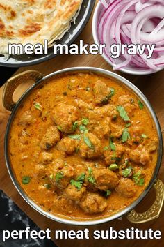 two pictures of meat and vegetables in a pan with the words meal maker gravy