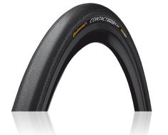 the continental road bike tire on a white background