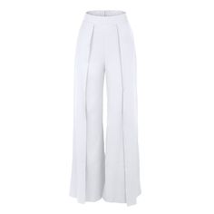 White Back Zipper Casual Wide Leg Pants Elegant Bottoms With Zipper Closure For Spring, Spring Trousers With Zipper Closure, Ankle-length Pants With Zipper For Spring, Spring Ankle-length Pants With Zipper Closure, Spring Ankle-length Pants With Zipper, Spring Ankle Pants With Zipper Closure, Ankle-length Pants With Zipper Closure For Spring, Straight Pants With Zipper Closure For Spring, Chic Ankle-length Pants With Zipper Closure