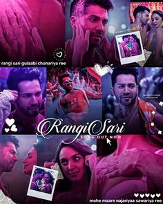 the poster for rangg sari is shown with many different pictures and words on it