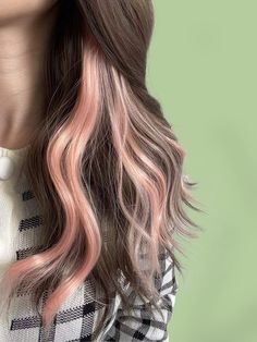 Pink Hair Extensions, Korean Hair Color, Peekaboo Hair, Colored Curly Hair, Hair Color Pastel, Hair Stylies, Synthetic Hair Extensions