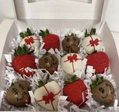 chocolate covered strawberries in a white box