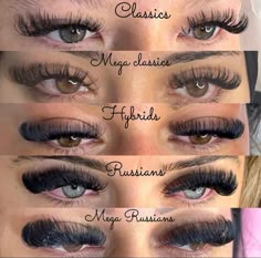 Different Types Of Eyelashes, Russian Eyelashes, Maquillage Yeux Cut Crease, Best Lash Extensions, Lash Ideas