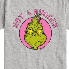 a grey t - shirt with the words not a hugger on it's chest