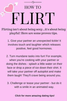 a pink poster with the words how to flirt