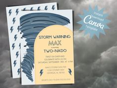 an image of a storm warning card on a cloudy day with lightning in the sky