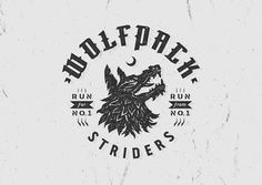 a wolf with the moon and stars on it's back is depicted in this logo design