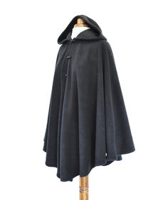 Womens' Black Handmade Hooded Cape Black Hooded Cloak Black Hooded Cloak, Womens Cape, Wool Cloak, Medieval Cloak, Poncho Coat Cape, Womens Poncho, Cashmere Cape, Poncho Jacket, Black Cape