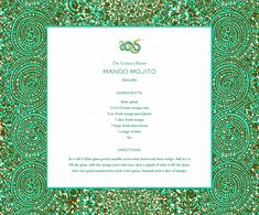 an ornate frame with the words mango mojito on it in green and gold