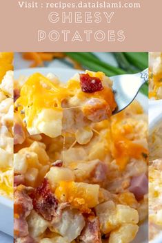 this cheesy potato casserole is loaded with ham and cheese