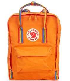 From Fjallraven&#x2C; the Kånken rainbow handle backpack features:VinylonIncludes seat pad stored in an inside pocket in the back of the main compartment2 open side pockets and one zippered pocket on the frontNam label inside main compartmentApprox. 38cm H x 27cm W x 13cm D; 16L volumeApprox. 0.66 lb weightImported.Special edition and part of the Artic Fox Initiative supporting climate/enviormental projects Kanken Rainbow, Hifumi Yamada, Danganronpa Aesthetic, Environmental Projects, Orange Backpack, Backpack Fjallraven, Orange Rainbow, Orange Backpacks, Dance Academy