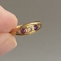 Ruby Vintage Ring, Antique Engagement Rings Edwardian, Hippie Engagement Rings, Hippie Goth, 5 Stone Ring, Vintage Gold Ring, Art Nouveau Ring, Ruby Diamond Ring, Antique Jewelry Rings