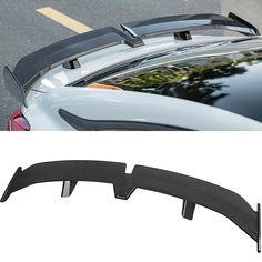 the front and rear view of a car with its roof rack extended to protect it from sunroofing