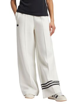 adidas Originals Neuclassics Wide Leg Track Pants | Nordstrom Adidas Wide Leg Pants, Wide Leg Pants White, Wide Leg Track Pants, White Track Pants, Pants Nordstrom, Fashion Vocabulary, Pants White, Cloud White, Welt Pockets