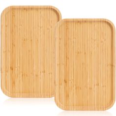 two square bamboo trays on a white background